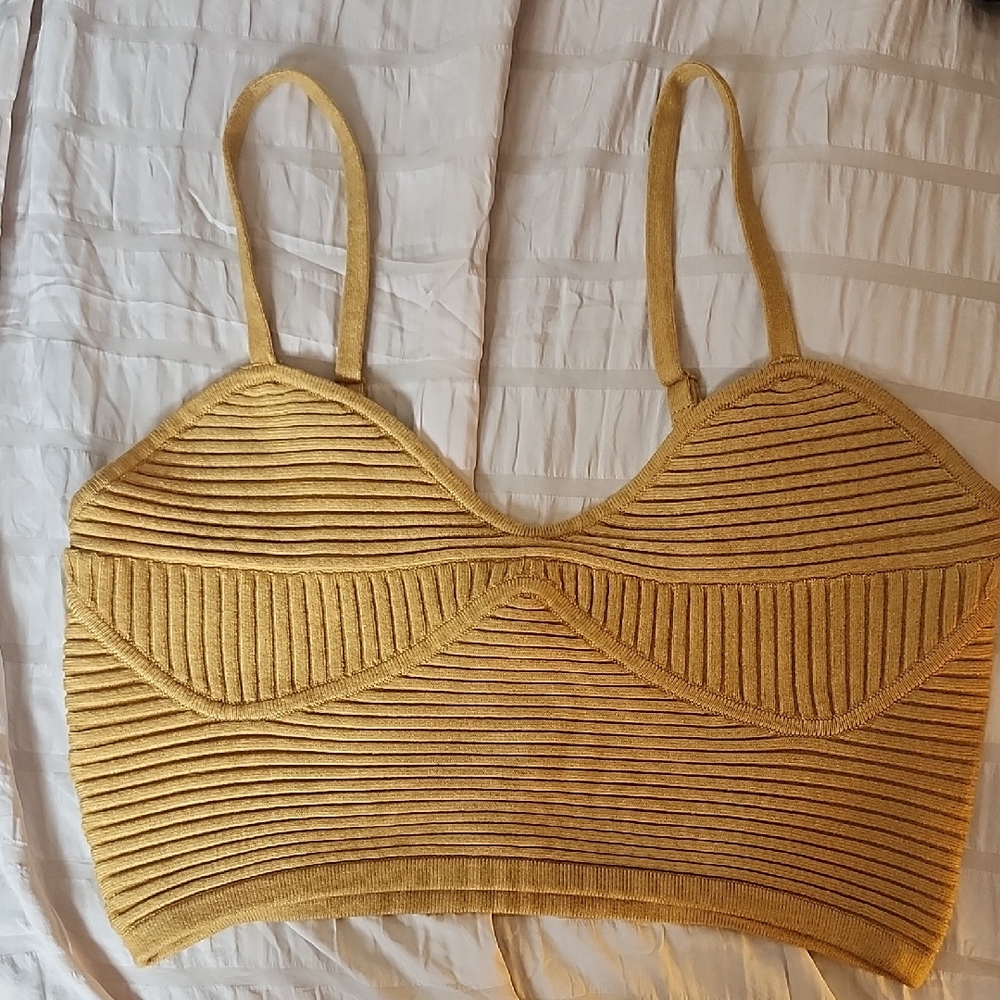 Aerie Mustard Ribbed Knit Top